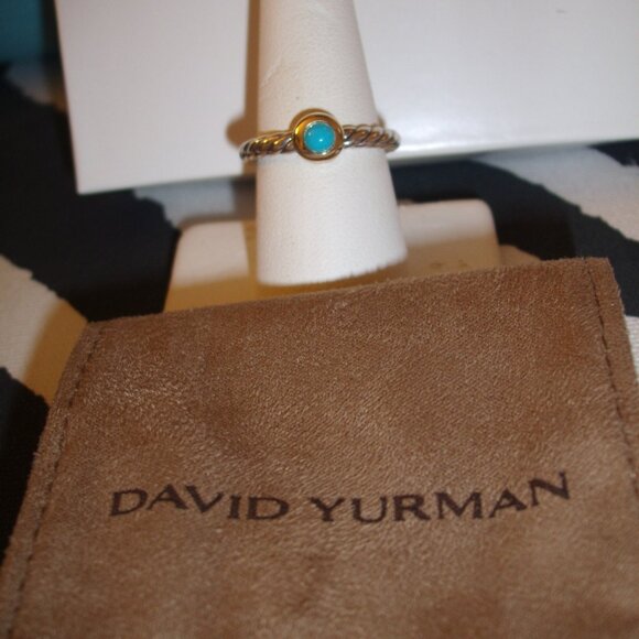 DAVID YURMAN SLEEPING BEAUTY TURQUOISE RING Sterling Silver NEW 8 - Picture 4 of 5